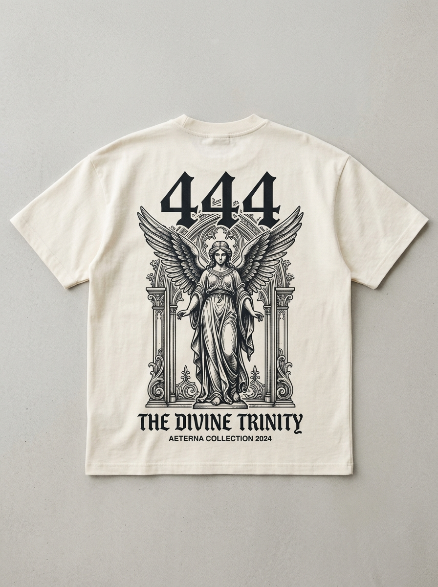 T-Shirt Streetwear "444 Angel Energy" — Creme Oversize Oversize Streetwear T-Shirt – Rückansicht | StilWerk