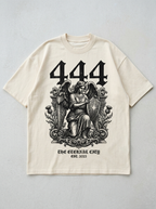 T-Shirt Streetwear "444 Angel Energy" — Creme Oversize Oversize Streetwear T-Shirt – Frontansicht | StilWerk