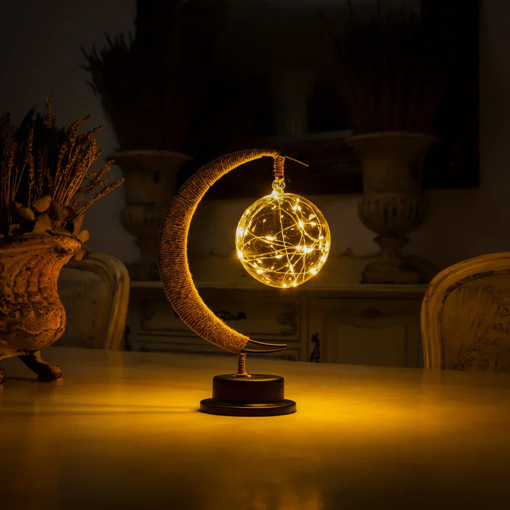 LED Tischlampe Mondlicht Glas Dekoleuchte