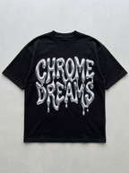 T-Shirt Streetwear "Chrome Dreams" — Schwarz Oversize Oversize Streetwear T-Shirt – Frontansicht | StilWerk