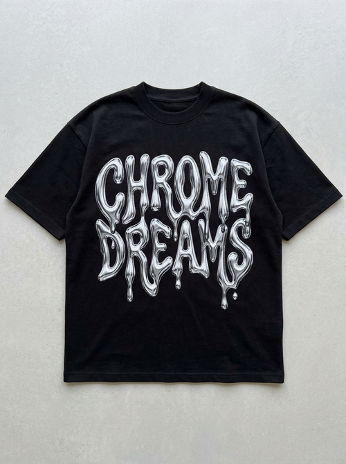 T-Shirt Streetwear "Chrome Dreams" — Schwarz Oversize Oversize Streetwear T-Shirt – Frontansicht | StilWerk
