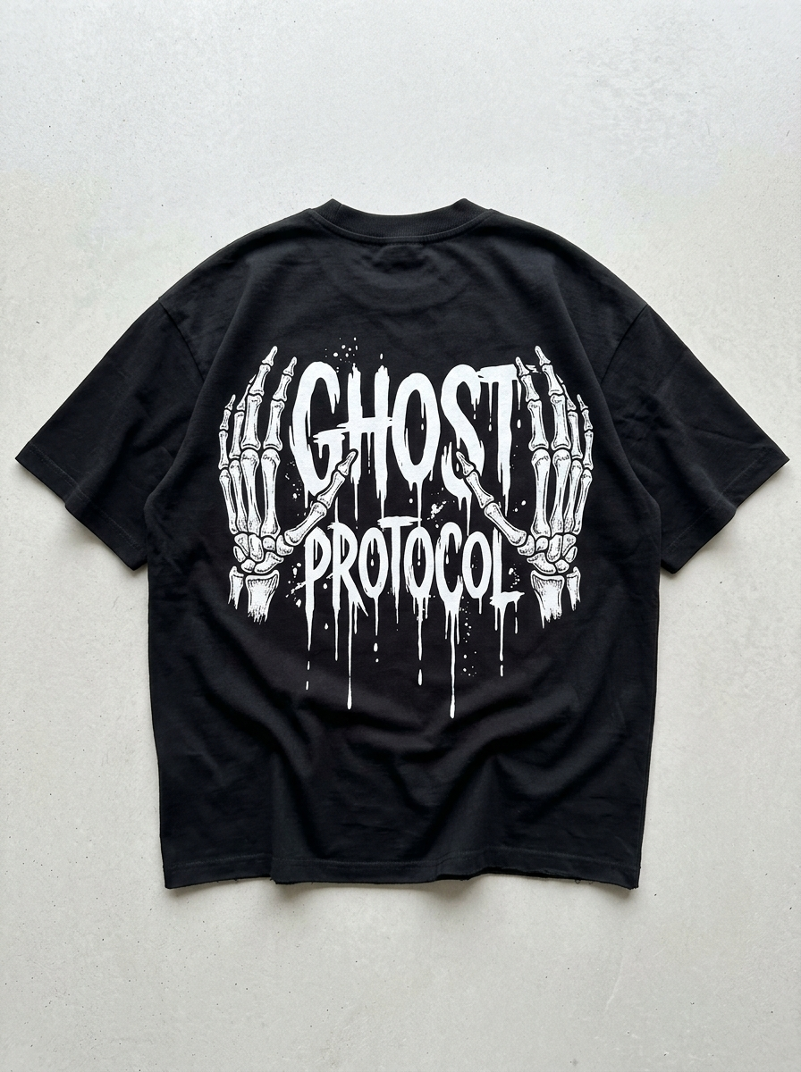 T-Shirt Streetwear "Ghost Protocol" — Schwarz Oversize Oversize Streetwear T-Shirt – Rückansicht | StilWerk