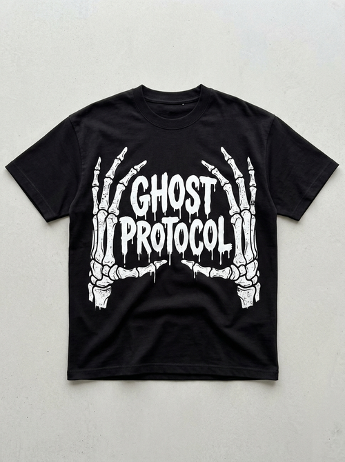 T-Shirt Streetwear "Ghost Protocol" — Schwarz Oversize Oversize Streetwear T-Shirt – Frontansicht | StilWerk