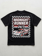 T-Shirt Streetwear "Midnight Runner 24/7" — Schwarz Oversize Oversize Streetwear T-Shirt – Rückansicht | StilWerk