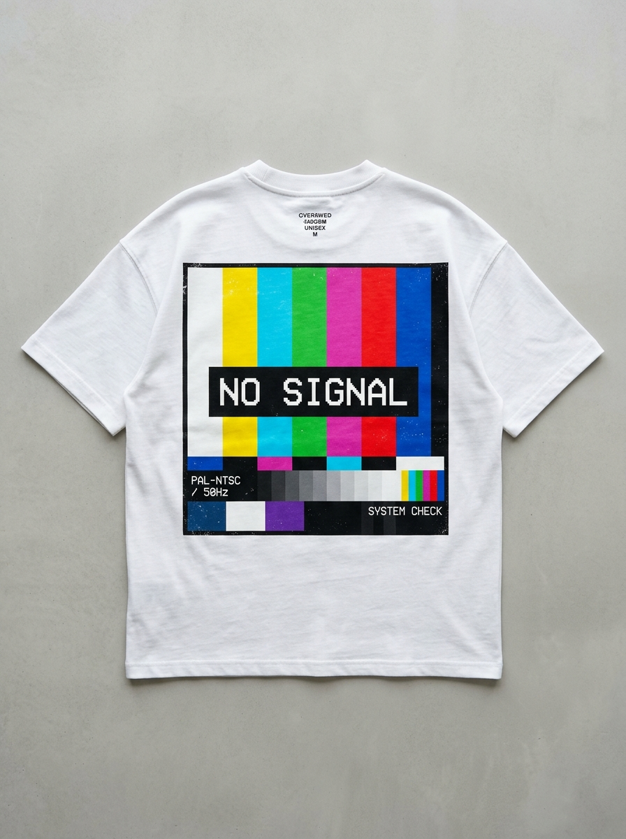 T-Shirt Streetwear "No Signal" — Weiß Oversize Oversize Streetwear T-Shirt – Rückansicht | StilWerk
