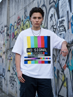 T-Shirt Streetwear "No Signal" — Weiß Oversize Oversize Streetwear T-Shirt – Detailansicht | StilWerk