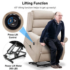 Beige beheizbarer Massagesessel mit Liftfunktion für maximalen Komfort. 4