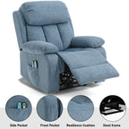 Blisswood atmungsaktiver blauer Stoff Sessel mit Wärme und Massage 6