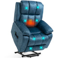 Blisswood blauer Samt Relaxsessel mit Massage- und Heizfunktion.