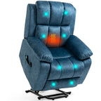 Blisswood blauer Samt Relaxsessel mit Massage- und Heizfunktion.
