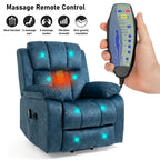 Blisswood blauer Samt Relaxsessel mit Massage- und Heizfunktion. 4