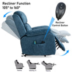 Blisswood blauer Samt Relaxsessel mit Massage- und Heizfunktion. 6