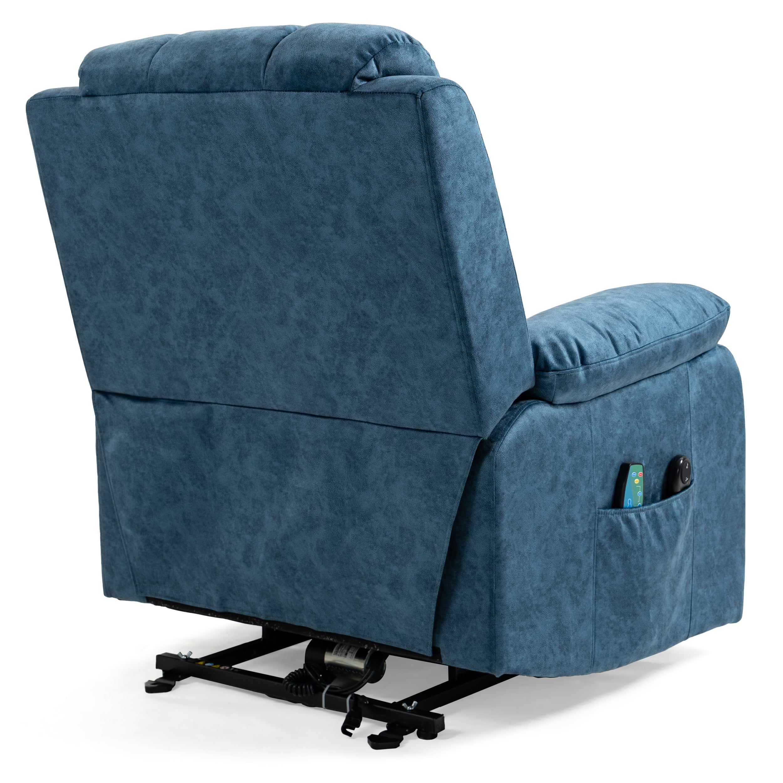 Blisswood blauer Samt Relaxsessel mit Massage- und Heizfunktion. 8