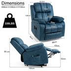 Blisswood blauer Samt Relaxsessel mit Massage- und Heizfunktion. 9