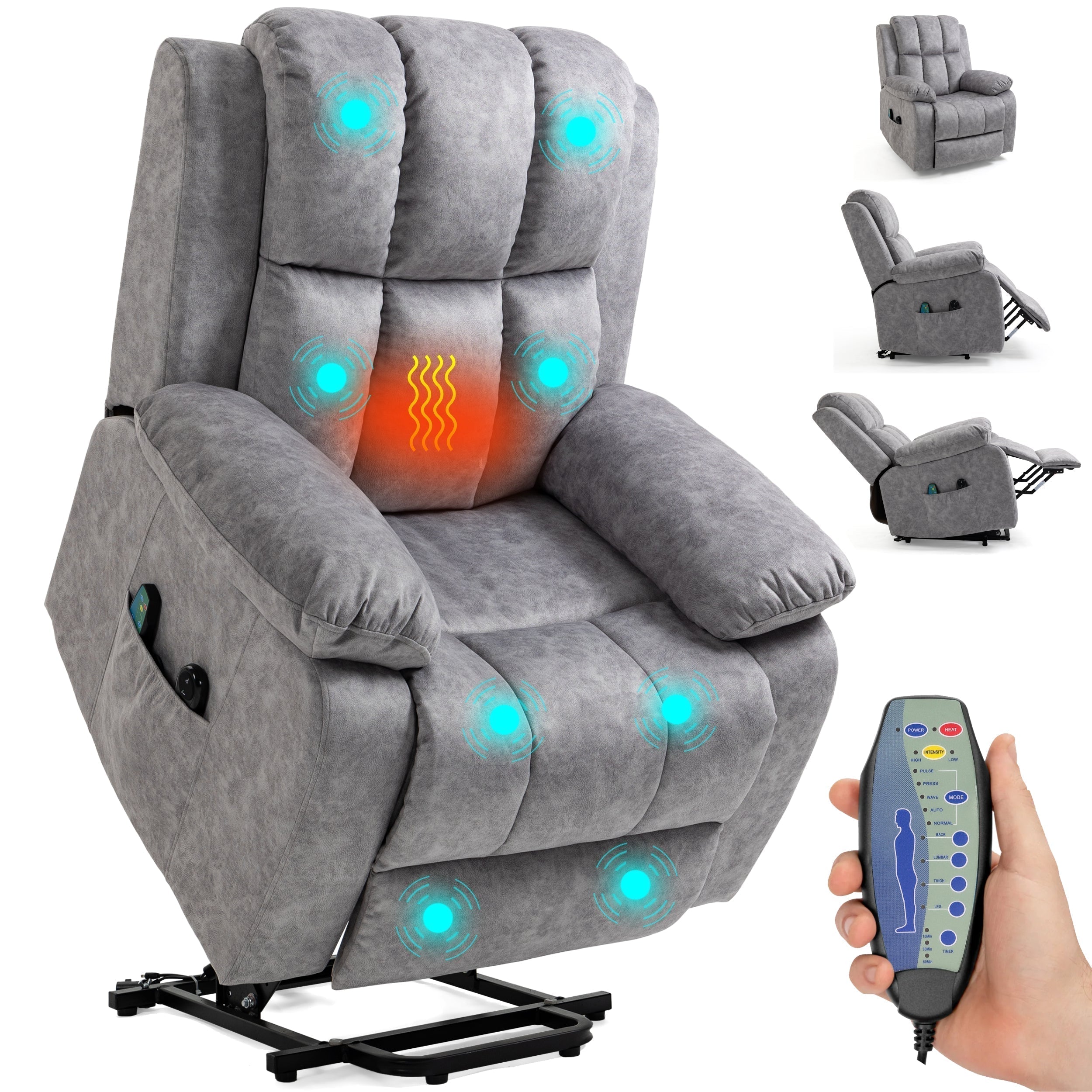 Blisswood Kamel Samt Relaxstuhl mit Massage- und Heizfunktion 2