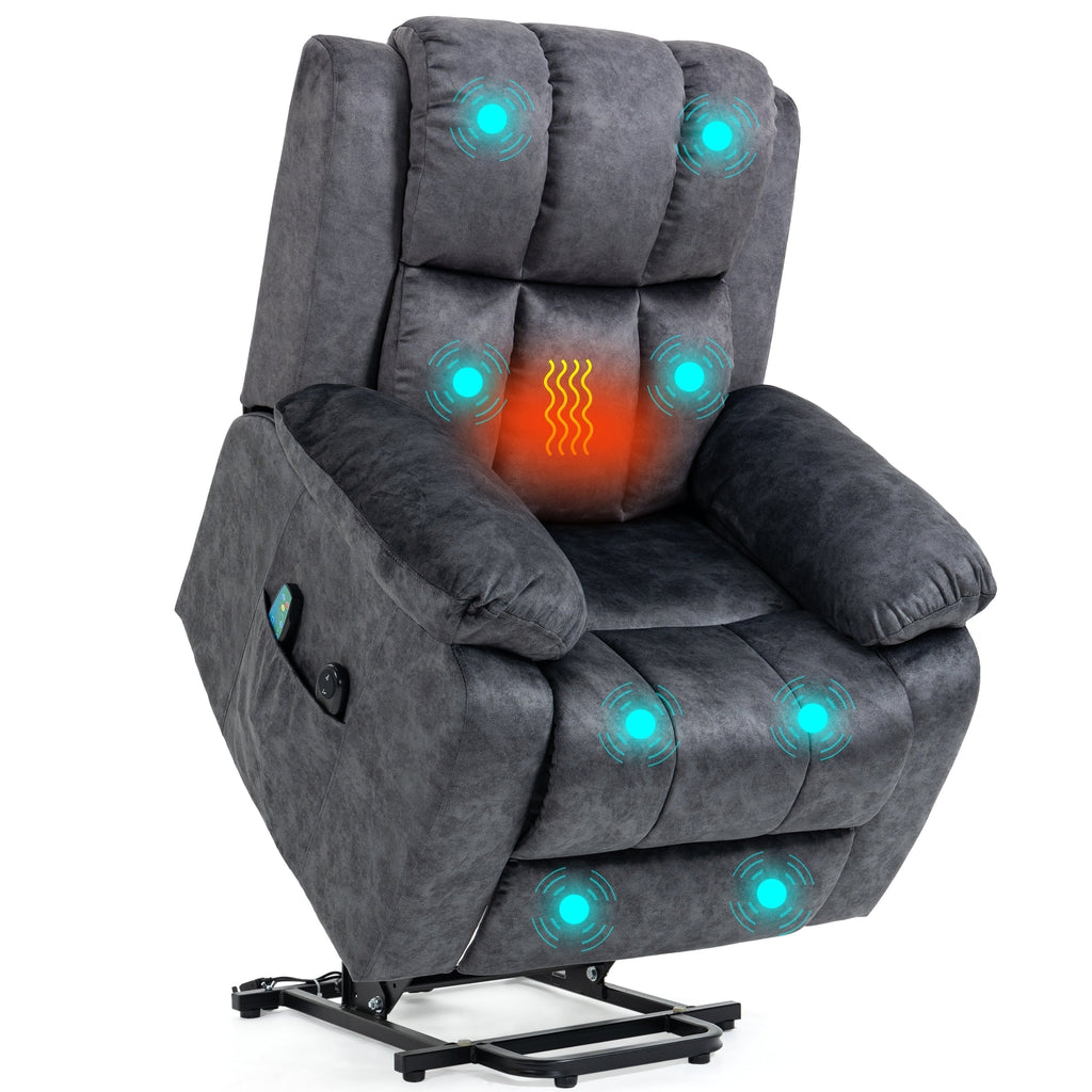 Blisswood Dunkelgrauer Samt Relaxsessel mit Massage und Heizfunktion