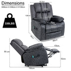 Blisswood Dunkelgrauer Samt Relaxsessel mit Massage und Heizfunktion 9
