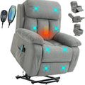 Bequemer grauer Heiz- und Massage-Stoffarmstuhl mit Lift-up