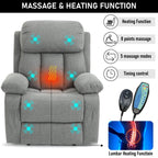 Bequemer grauer Heiz- und Massage-Stoffarmstuhl mit Lift-up 2