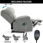 Bequemer grauer Heiz- und Massage-Stoffarmstuhl mit Lift-up 4