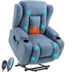 Blisswood Heizmassage Relaxsessel mit Liftfunktion in beruhigendem Blau.