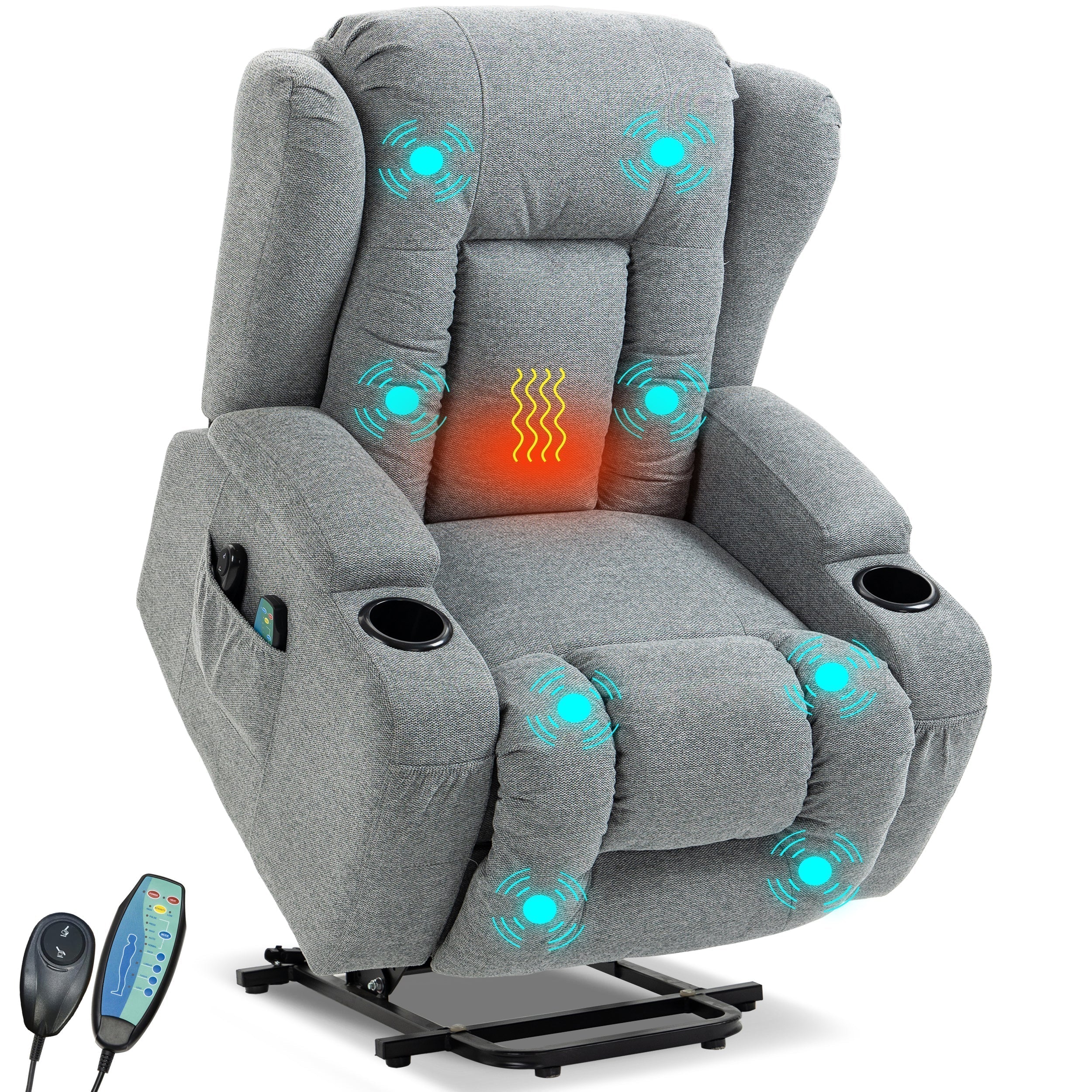 Blisswood Heizmassage Relaxsessel in atmungsaktivem Grau