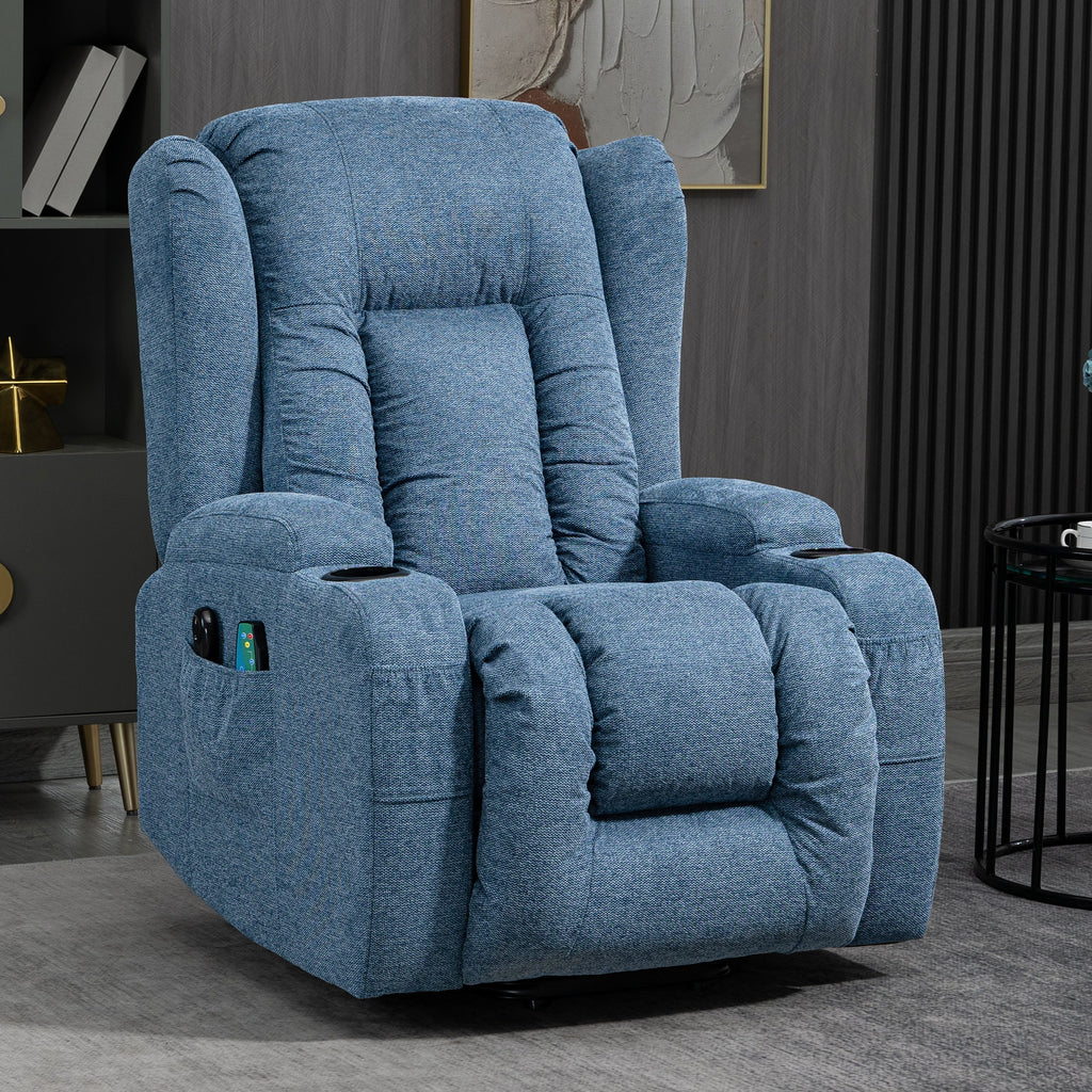 Blisswood Heizmassage Relaxsessel mit Liftfunktion in beruhigendem Blau. 2