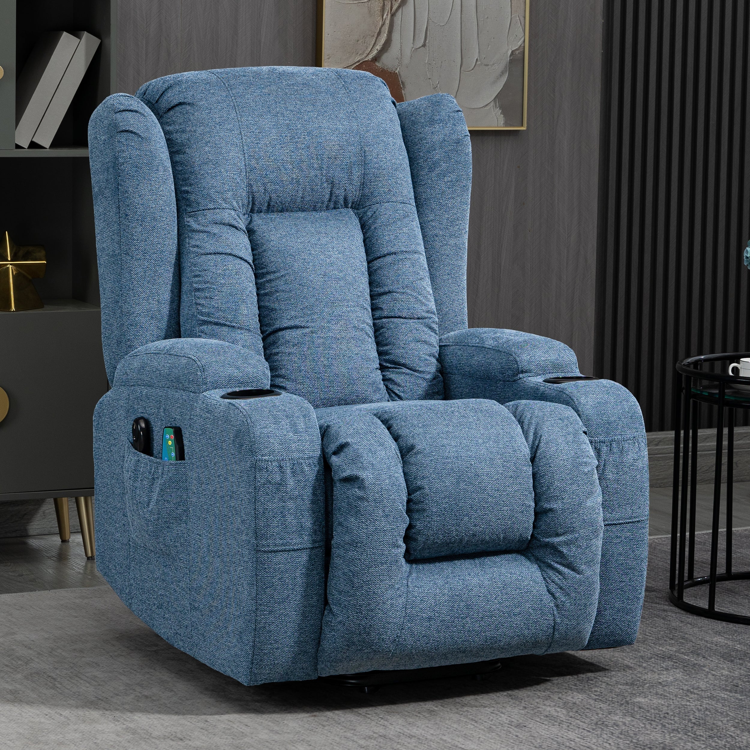 Blisswood Heizmassage Relaxsessel mit Liftfunktion in beruhigendem Blau. 2