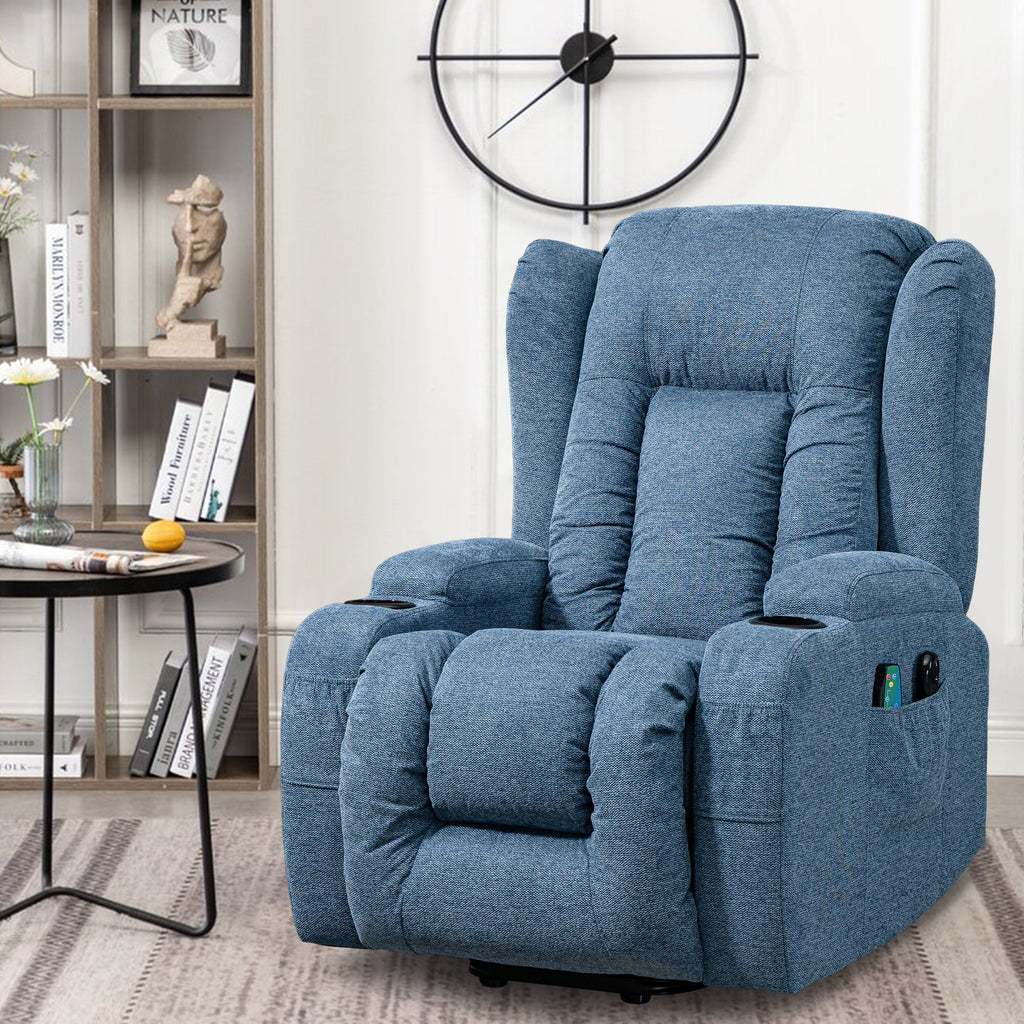 Blisswood Heizmassage Relaxsessel mit Liftfunktion in beruhigendem Blau. 3