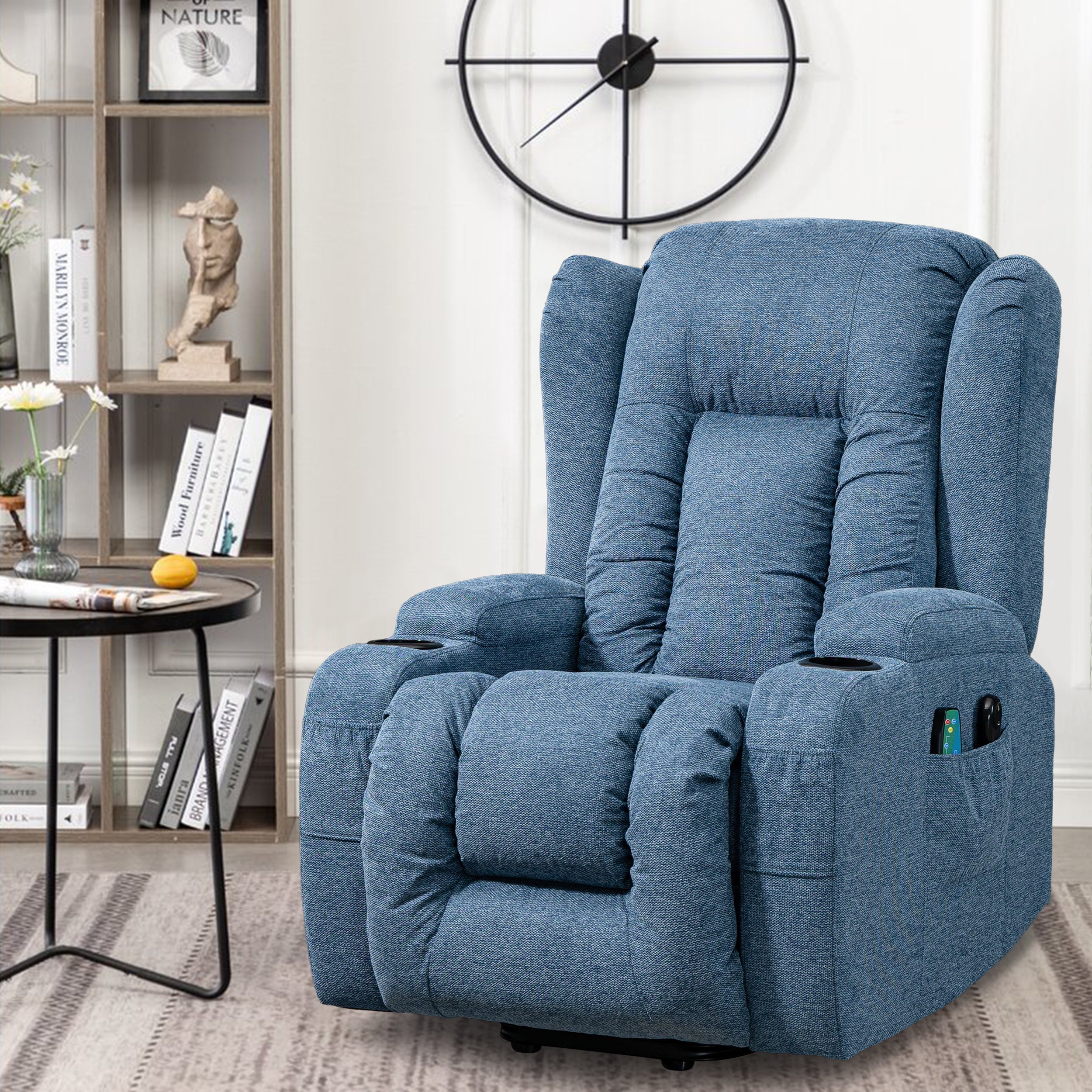 Blisswood Heizmassage Relaxsessel mit Liftfunktion in beruhigendem Blau. 3