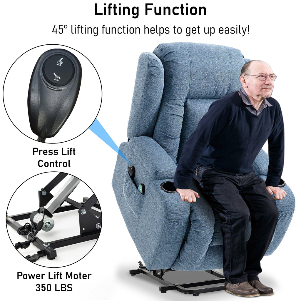 Blisswood Heizmassage Relaxsessel mit Liftfunktion in beruhigendem Blau. 5