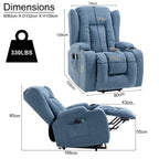 Blisswood Heizmassage Relaxsessel mit Liftfunktion in beruhigendem Blau. 8