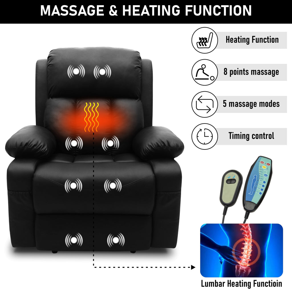 Blisswood Schwarzer Relaxsessel mit Wärme und Massage 3