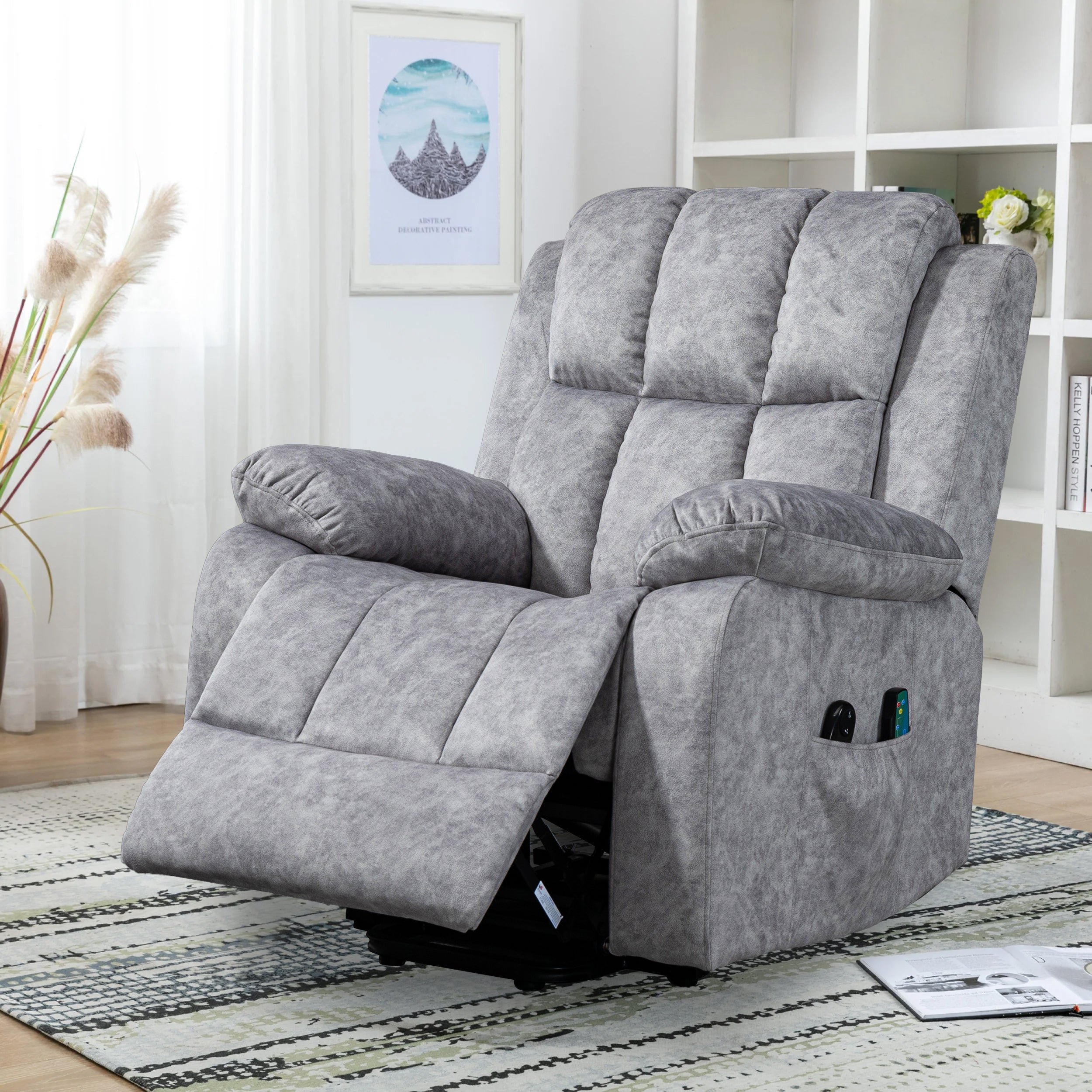 Bequemer schwer gepolsterter Samt Recliner mit Massage- und Heizfunktion 9