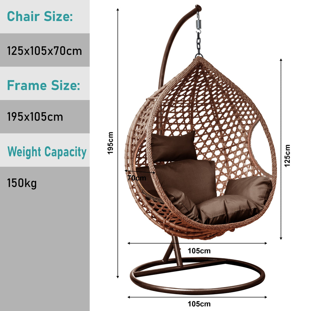 Blisswood Swing Oasis Hängesessel in Braun mit luxuriöser Polsterung 3
