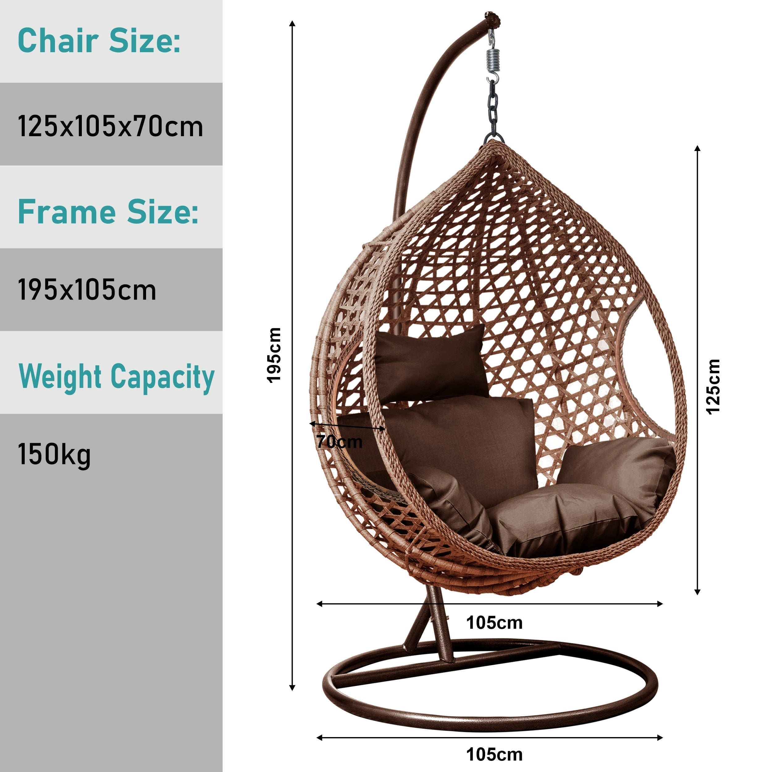Blisswood Swing Oasis Hängesessel in Braun mit luxuriöser Polsterung 3