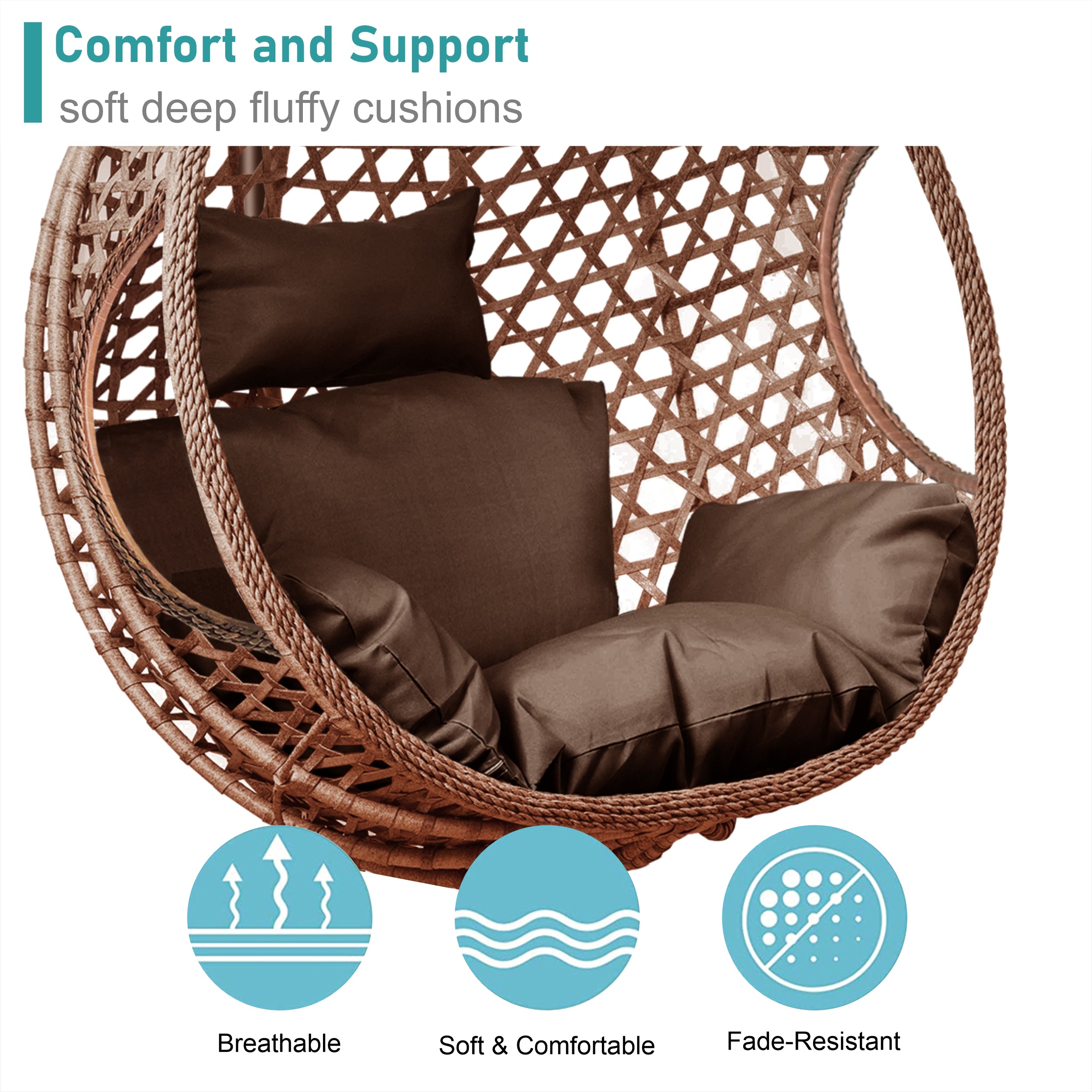 Blisswood Swing Oasis Hängesessel in Braun mit luxuriöser Polsterung 5