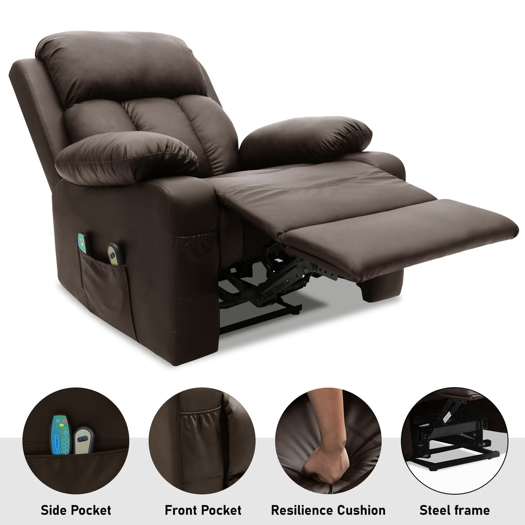 Luxuriöser brauner Relaxsessel mit Wärme- und Massagefunktion. 6