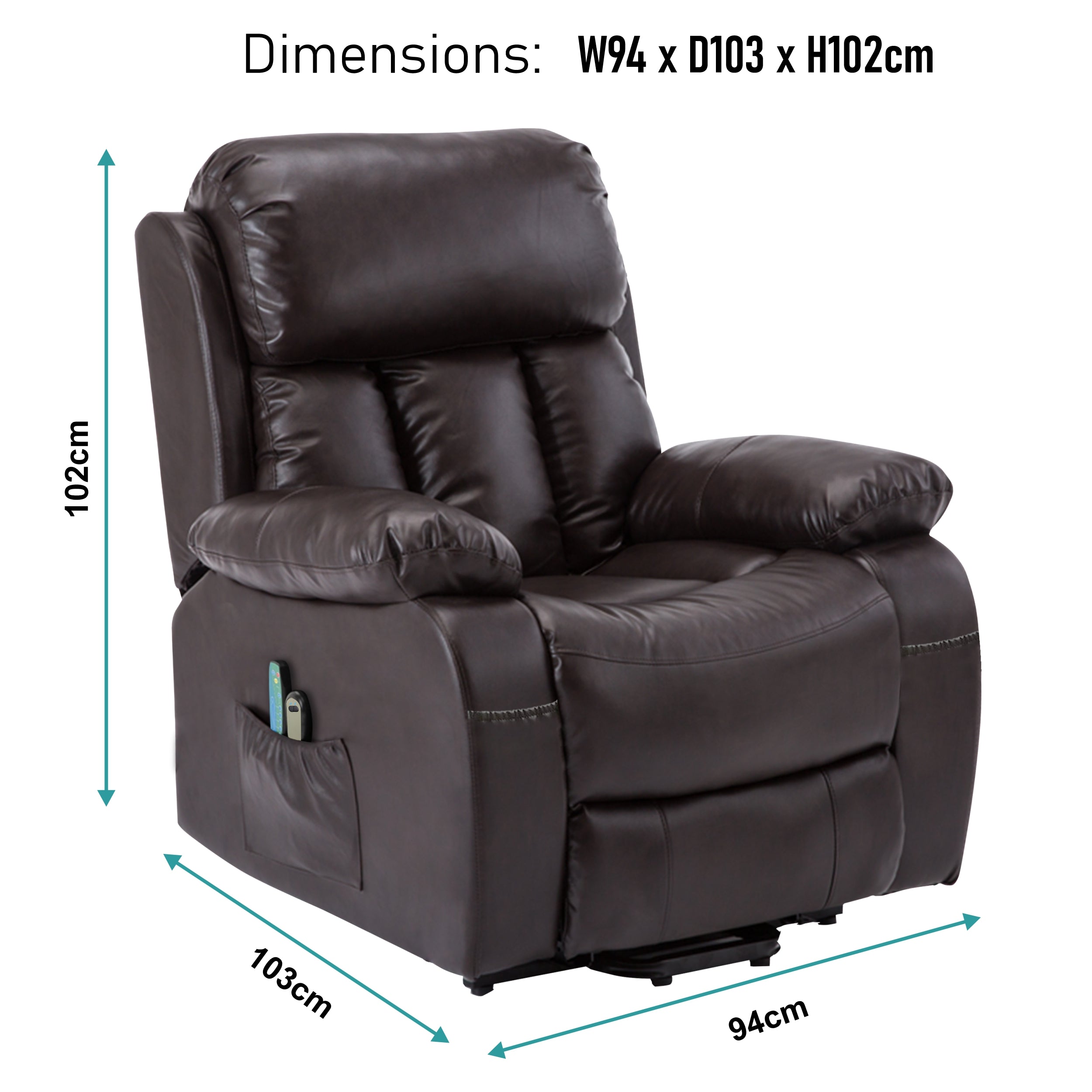 Luxuriöser brauner Relaxsessel mit Wärme- und Massagefunktion. 8