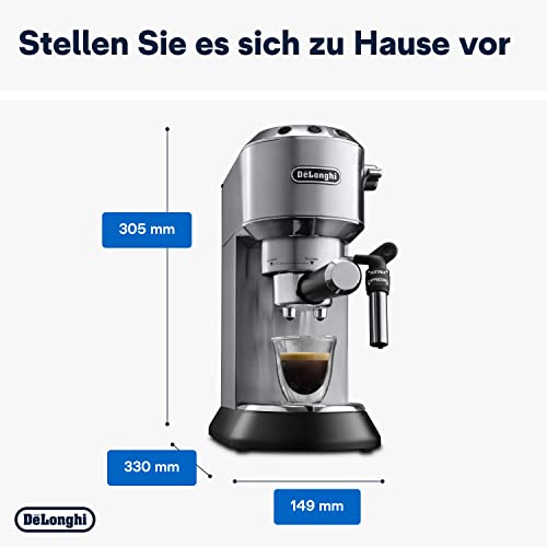Kompakte De'Longhi Dedica Style EC 685.M Espresso Siebträgermaschine in Silber. 10
