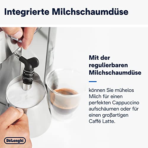 Kompakte De'Longhi Dedica Style EC 685.M Espresso Siebträgermaschine in Silber. 12