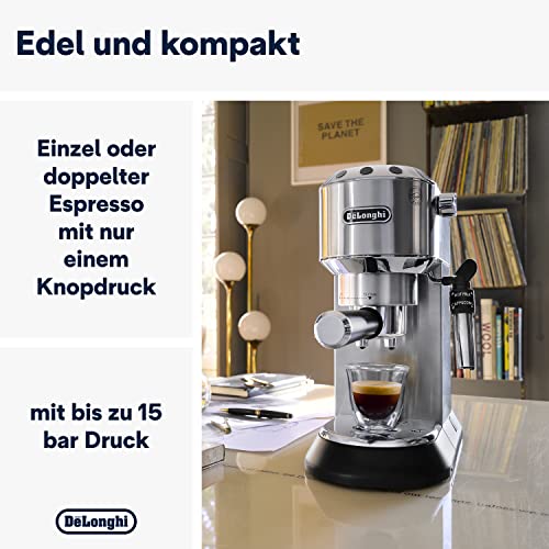 Kompakte De'Longhi Dedica Style EC 685.M Espresso Siebträgermaschine in Silber. 14