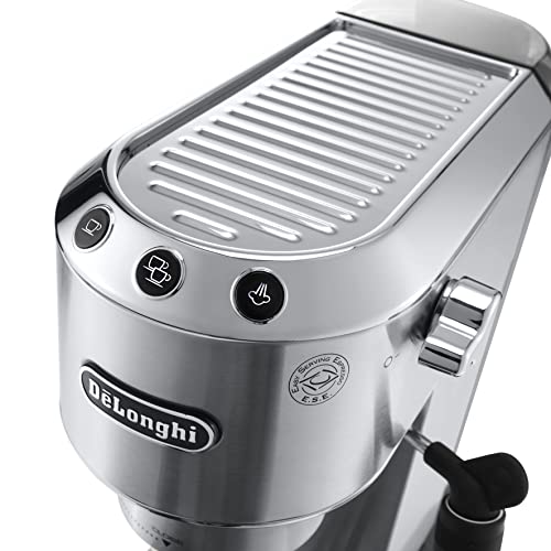 Kompakte De'Longhi Dedica Style EC 685.M Espresso Siebträgermaschine in Silber. 7