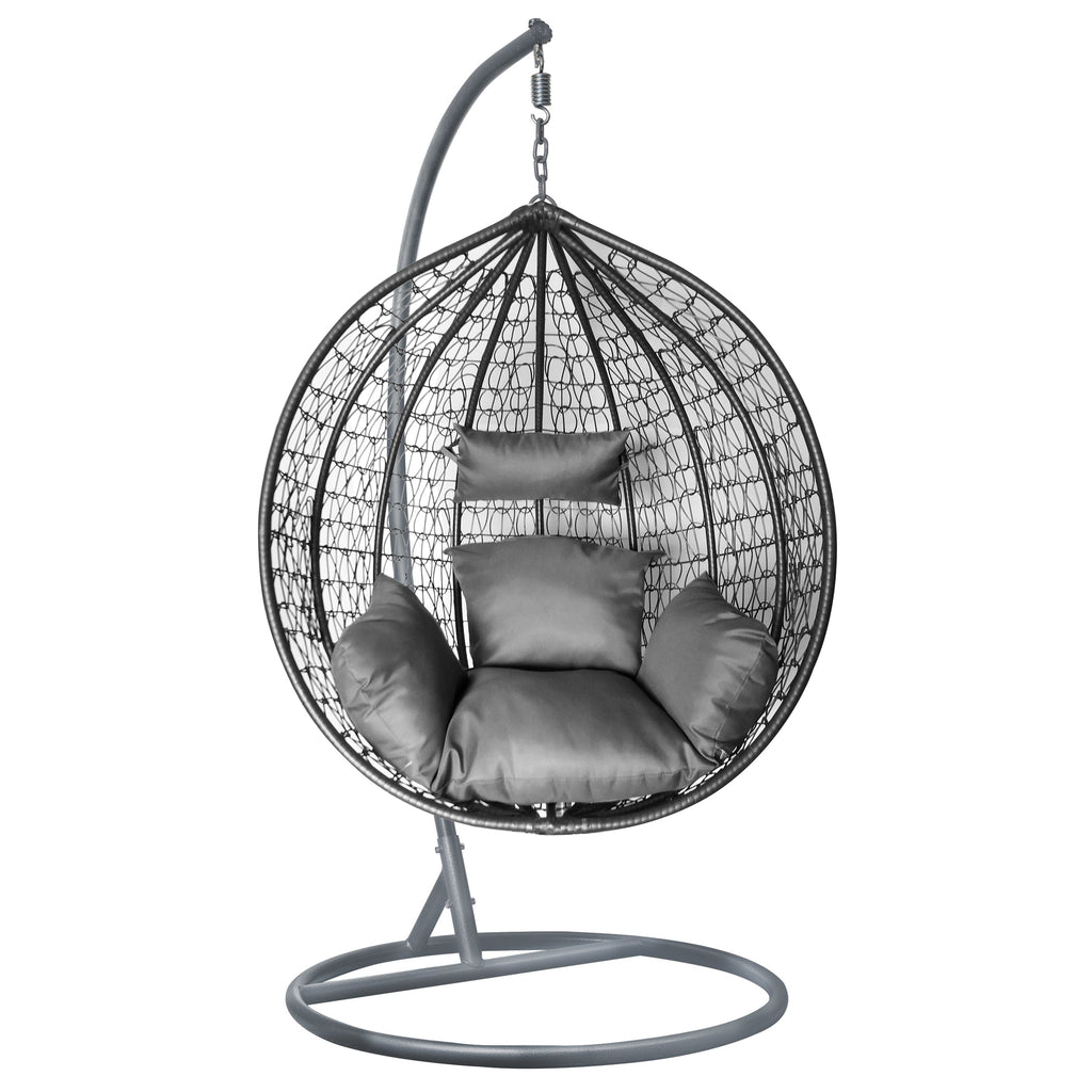 Grauer Rattan Eierstuhl für Garten und Wohnzimmer. 3
