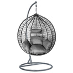 Grauer Rattan Eierstuhl für Garten und Wohnzimmer. 3