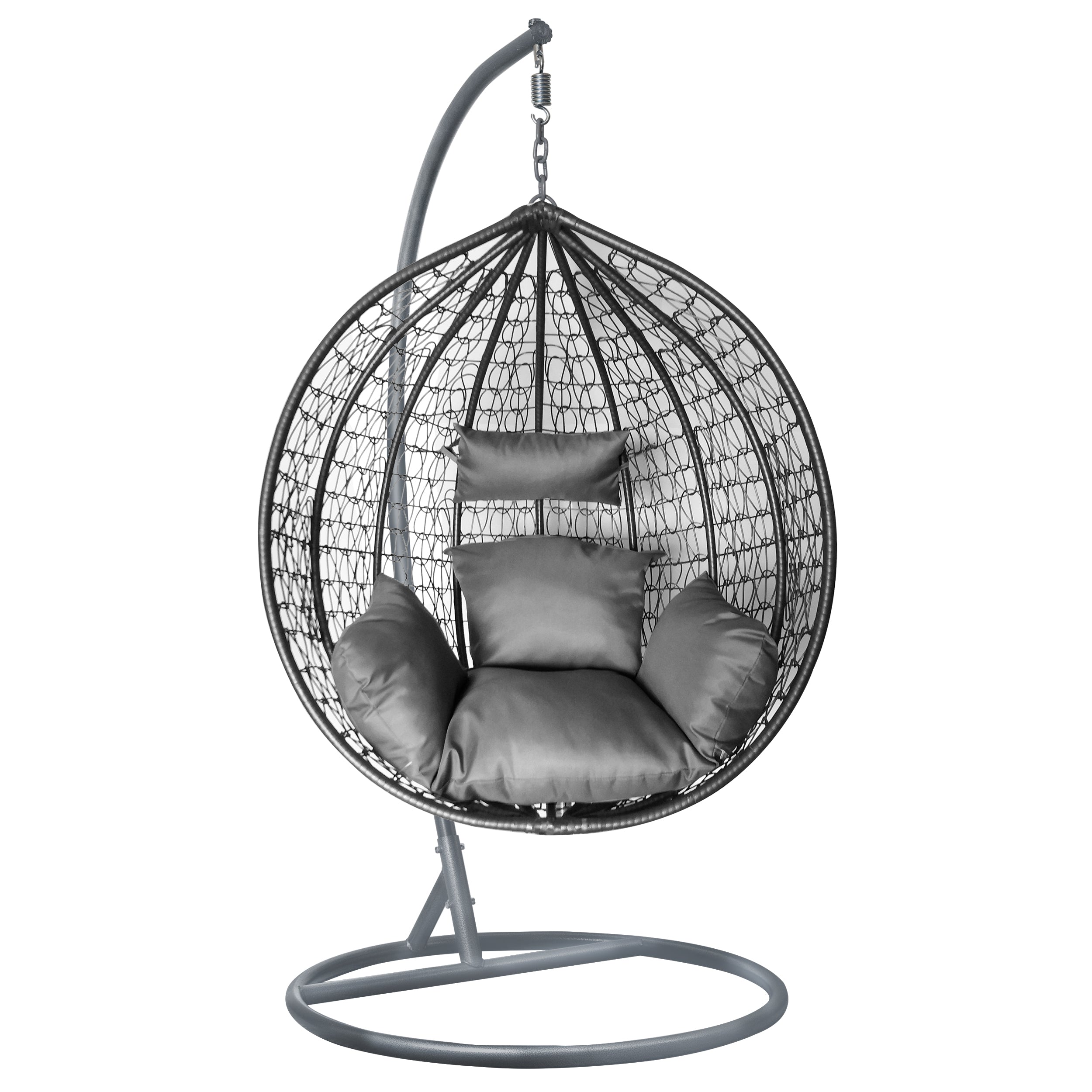 Grauer Rattan Eierstuhl für Garten und Wohnzimmer. 3