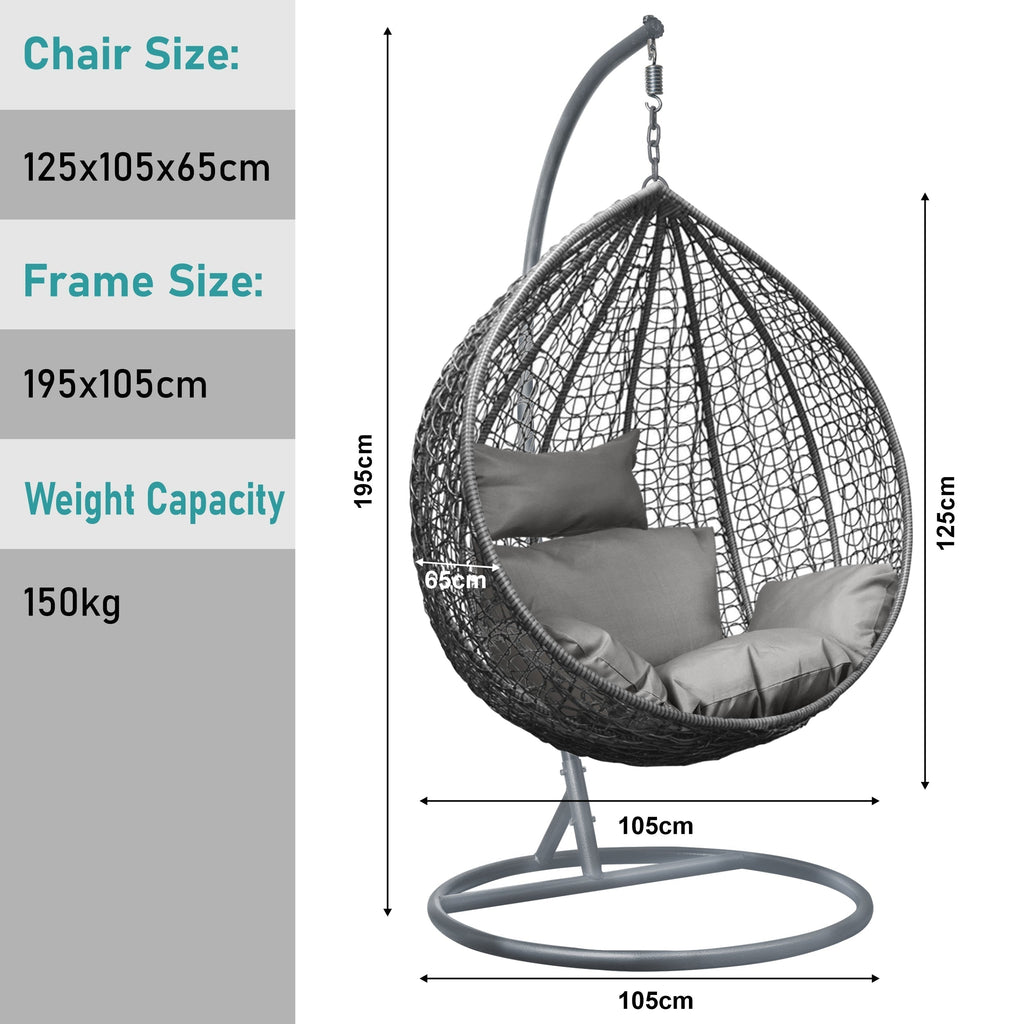Grauer Rattan Eierstuhl für Garten und Wohnzimmer. 7