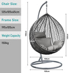Grauer Rattan Eierstuhl für Garten und Wohnzimmer. 7