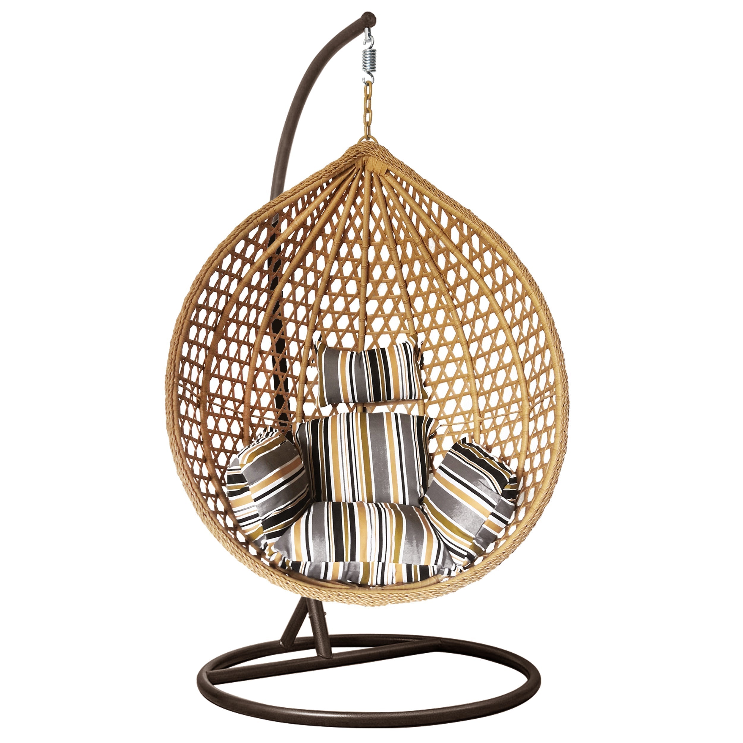Eierstuhl aus Rattan mit Kissen, schwingend und stilvoll. 3