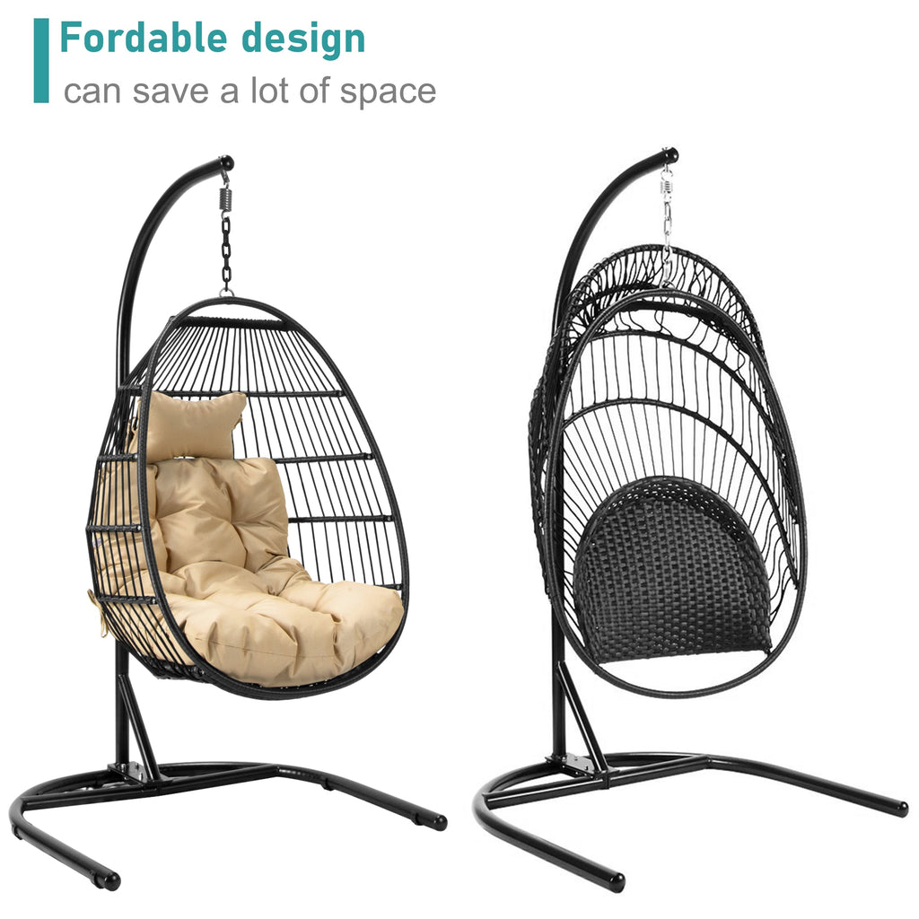 Luxuriöser hängender Eierstuhl aus Rattan für den Garten. 4